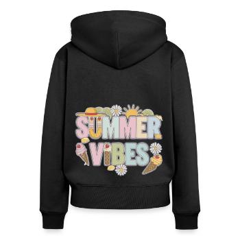 Boho Summer Vibes - Frauen Premium Bio Zip Hoodie - Schwarz - Hinten - Julia (174cm)