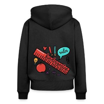 Kindergarten Rules - Women's Premium Organic Zip Hoodie - black - Back - Julia (174cm)