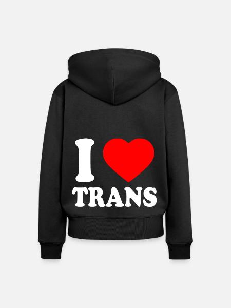 I love trans - Frauen Premium Bio Zip Hoodie - Schwarz