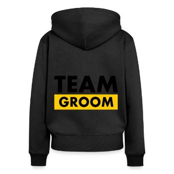 Team groom - Sweat à capuche zippé Premium bio Femme - noir - Dos - Julia (174cm)