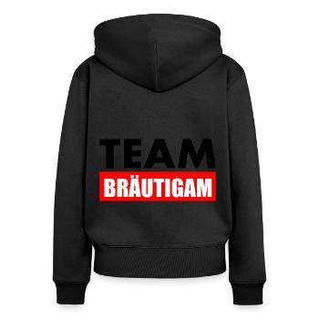 Team bräutigam - Frauen Premium Bio Zip Hoodie - Schwarz - Hinten - Julia (174cm)