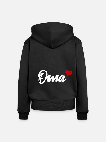 Oma Großmutter Herz - Frauen Premium Bio Zip Hoodie - Schwarz
