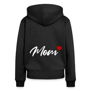Maman Coeur Famille Mère - Sweat à capuche zippé Premium bio Femme - noir - Dos - Julia (174cm)