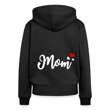 Cœurs de maman - Sweat à capuche zippé Premium bio Femme - noir - Dos - Julia (174cm)