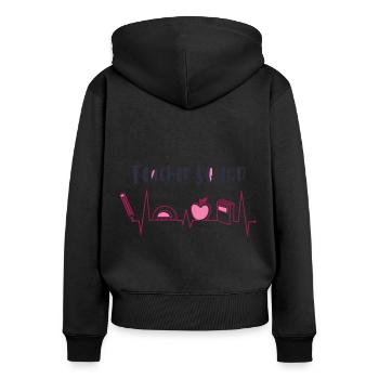 Lehrerin Trupp, Lehrer Trupp - Frauen Premium Bio Zip Hoodie - Schwarz - Hinten - Julia (174cm)
