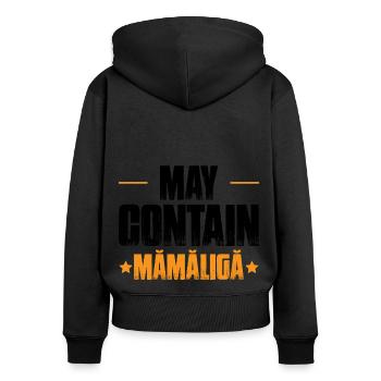 Peut contenir Mamaliga - Sweat à capuche zippé Premium bio Femme - noir - Dos - Julia (174cm)