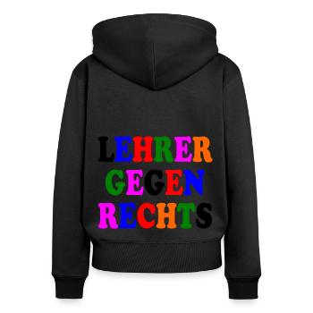 Lehrer gegen rechts - Frauen Premium Bio Zip Hoodie - Schwarz - Hinten - Julia (174cm)