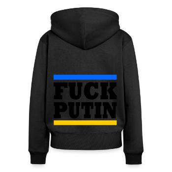 fck ptn - Women's Premium Organic Zip Hoodie - black - Back - Julia (174cm)