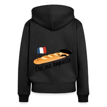 Oui Oui Baguette - Funny French Food - Women's Premium Organic Zip Hoodie - black - Back - Julia (174cm)