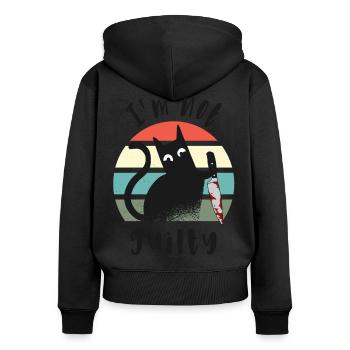 I'm not guilty, Innocent Cat with knife - Women's Premium Organic Zip Hoodie - black - Back - Julia (174cm)