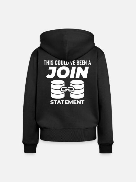 Programmierdaten für SQL Join-Datenbankanweisungen - Frauen Premium Bio Zip Hoodie - Schwarz