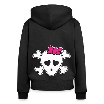Das coole Totenschädel Design für die Piratin - Frauen Premium Bio Zip Hoodie - Schwarz - Hinten - Julia (174cm)