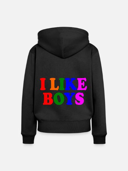 I like boys - Frauen Premium Bio Zip Hoodie - Schwarz