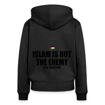 Free palestine Islam is not the enemy - Sweat à capuche zippé Premium bio Femme - noir - Dos - Julia (174cm)