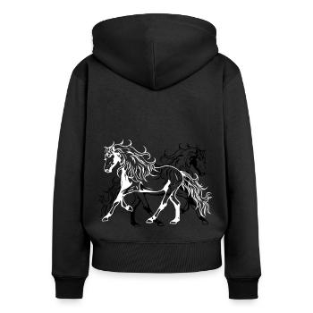 Cheval Sauvage Quarterhorse Poney Cavalier - Sweat à capuche zippé Premium bio Femme - noir - Dos - Julia (174cm)