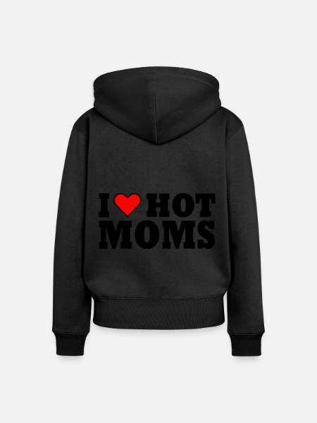 I love hot moms - Premium økologisk hoodie med lynlås til kvinder - sort