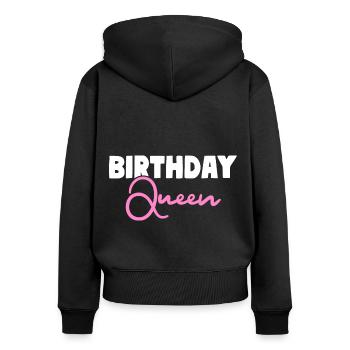 Anniversaire Reine Anniversaire Fille - Sweat à capuche zippé Premium bio Femme - noir - Dos - Julia (174cm)
