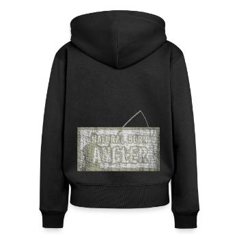 Fischer Natural born - Frauen Premium Bio Zip Hoodie - Schwarz - Hinten - Julia (174cm)
