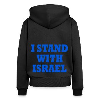 I Stand with israel - Frauen Premium Bio Zip Hoodie - Schwarz - Hinten - Julia (174cm)