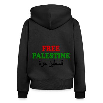 Free palestine فلسطين حرة - Sweat à capuche zippé Premium bio Femme - noir - Dos - Julia (174cm)