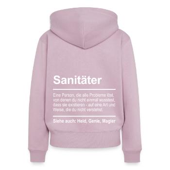 Sanitäter - Frauen Premium Bio Zip Hoodie - Altrosa - Hinten - Julia (174cm)