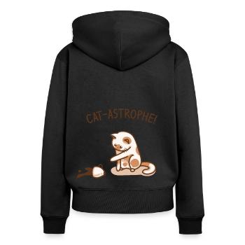 Cat disaster | Funny kitten - Women's Premium Organic Zip Hoodie - black - Back - Julia (174cm)