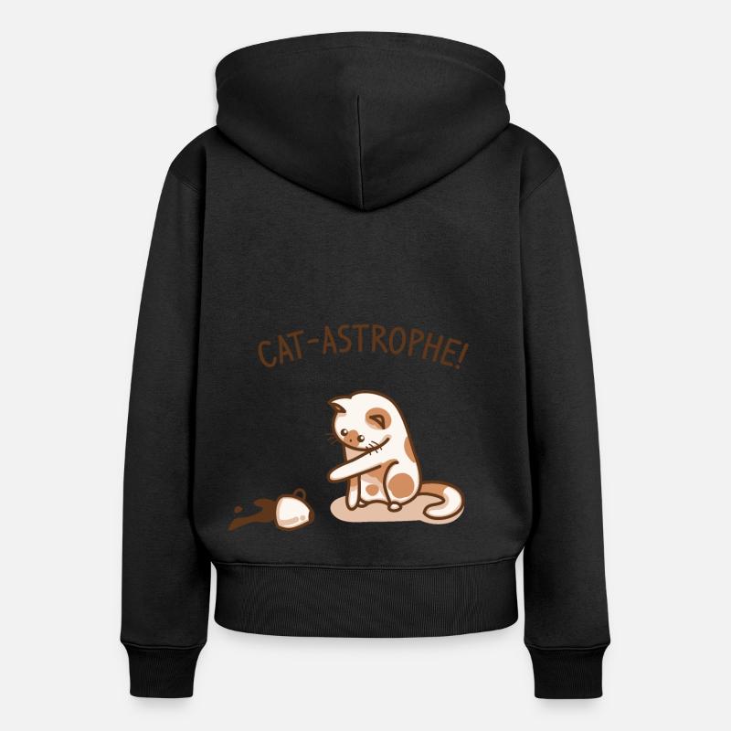 | catastrophe de chat Drôle de chaton - Sweat à capuche zippé Premium bio Femme - noir