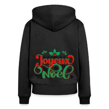 joyeux Noël, - Sweat à capuche zippé Premium bio Femme - noir - Dos - Julia (174cm)