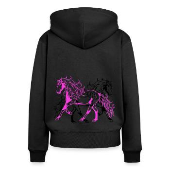 Chevaux sauvages Étalon Cavalier Cavalier Cheval Fou sauvage - Sweat à capuche zippé Premium bio Femme - noir - Dos - Julia (174cm)