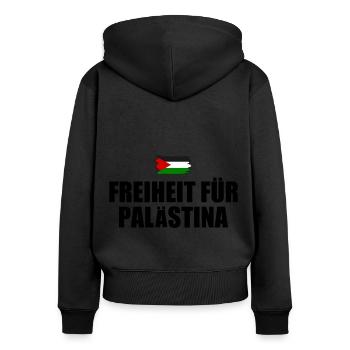 freiheit für palästina - Frauen Premium Bio Zip Hoodie - Schwarz - Hinten - Julia (174cm)