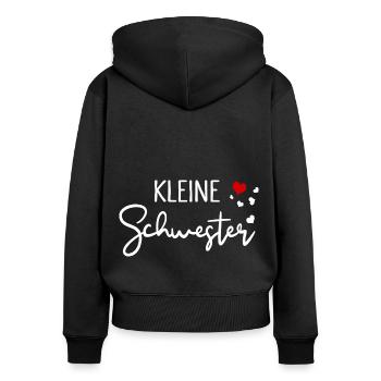 Kleine Schwester Familien Liebe - Frauen Premium Bio Zip Hoodie - Schwarz - Hinten - Julia (174cm)