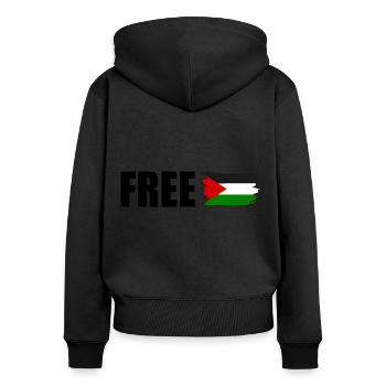 Free palestine - Sweat à capuche zippé Premium bio Femme - noir - Dos - Julia (174cm)