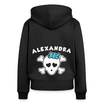 Piratin Alexandra Design für Mädchen und Frauen - Frauen Premium Bio Zip Hoodie - Schwarz - Hinten - Julia (174cm)