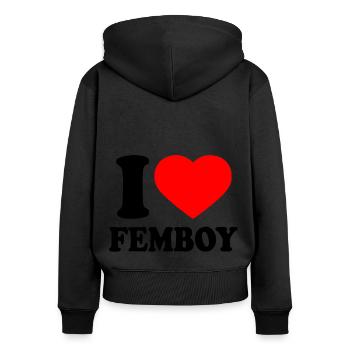 I love femboy - Frauen Premium Bio Zip Hoodie - Schwarz - Hinten - Julia (174cm)