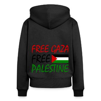 Free gaza Free palestine - Sweat à capuche zippé Premium bio Femme - noir - Dos - Julia (174cm)