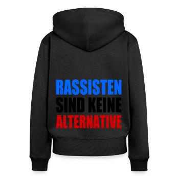 rassisten sind keine alternative - Frauen Premium Bio Zip Hoodie - Schwarz - Hinten - Julia (174cm)