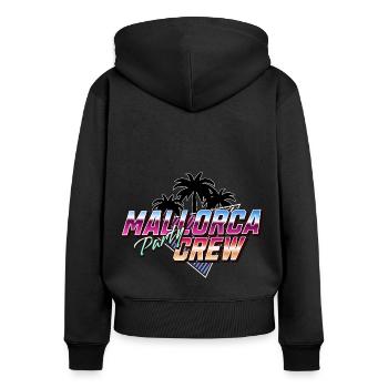 Mallorca Party Crew - Frauen Premium Bio Zip Hoodie - Schwarz - Hinten - Julia (174cm)