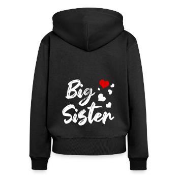 Grande Sœur Frères et sœurs Chérie - Sweat à capuche zippé Premium bio Femme - noir - Dos - Julia (174cm)