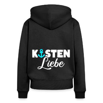 Küsten Liebe Anker Meer - Frauen Premium Bio Zip Hoodie - Schwarz - Hinten - Julia (174cm)