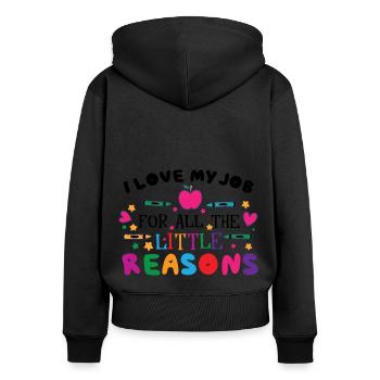 Cute Teacher Teaching - Women's Premium Organic Zip Hoodie - black - Back - Julia (174cm)