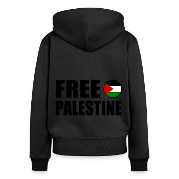 Free palestine - Sweat à capuche zippé Premium bio Femme - noir - Dos - Julia (174cm)