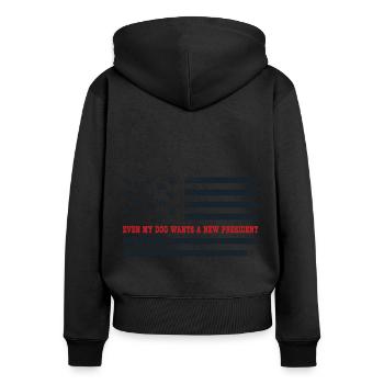 Même mon chien veut un nouveau président - Sweat à capuche zippé Premium bio Femme - noir - Dos - Julia (174cm)