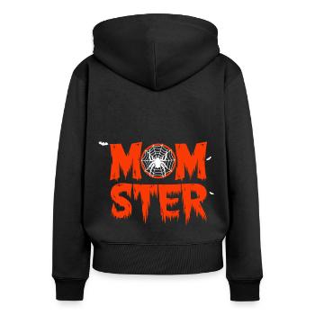Halloween Maman Maman Monstre Araignée Drôle - Sweat à capuche zippé Premium bio Femme - noir - Dos - Julia (174cm)