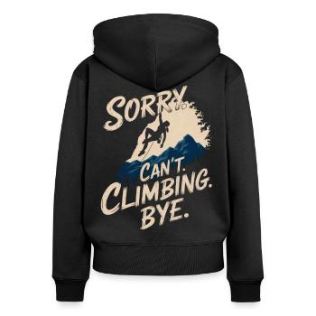 Klettern Freeclimbing felsklettern für Frauen - Frauen Premium Bio Zip Hoodie - Schwarz - Hinten - Julia (174cm)