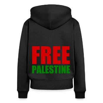 Free palestine - Frauen Premium Bio Zip Hoodie - Schwarz - Hinten - Julia (174cm)