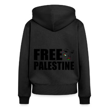 Free palestine - Frauen Premium Bio Zip Hoodie - Schwarz - Hinten - Julia (174cm)