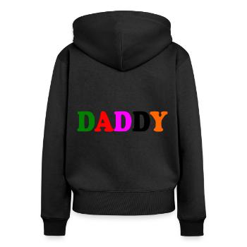 Daddy - Frauen Premium Bio Zip Hoodie - Schwarz - Hinten - Julia (174cm)