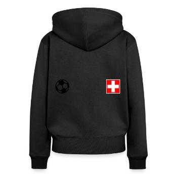 Suisse - Sweat à capuche zippé Premium bio Femme - noir - Dos - Julia (174cm)