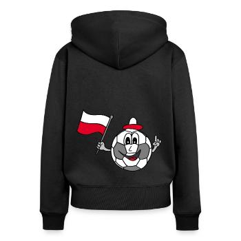 Fußball Polen, EM, soccer, championship, Fahne - Frauen Premium Bio Zip Hoodie - Schwarz - Hinten - Julia (174cm)