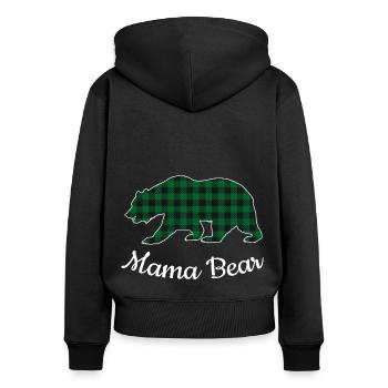 Mama Bear - Frauen Premium Bio Zip Hoodie - Schwarz - Hinten - Julia (174cm)